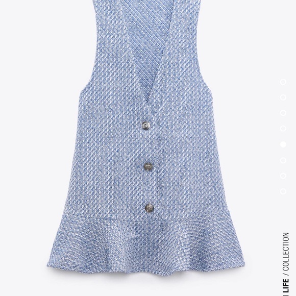 ZARA Ruffled Textured Pinafore Dress - Picture 9 of 13